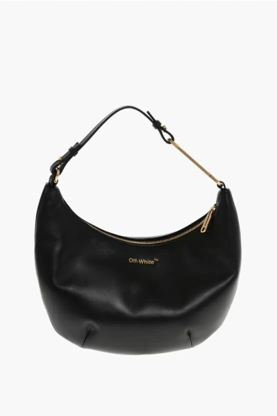 Off-white Leather Hobo Bag With Zip Closure