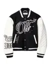 Off-white Wo Bling Stars Varsity Jacket In Black