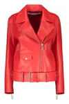 Off-white Ff Leather Biker In Red