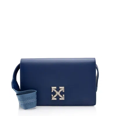 Off-white Leather Jitney 0.5 Flap Bag In Blue