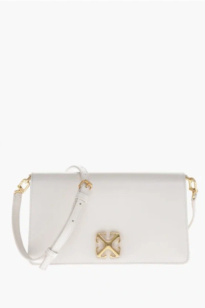 OFF-WHITE LEATHER JITNEY 1.7 CROSSBODY BAG WITH GOLDEN LOGO