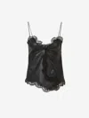 Off-white Nappa Slip Top With Lace Hems In Black