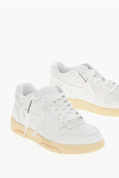 OFF-WHITE LEATHER OUT OF OFFICE MID-TOP SNEAKERS