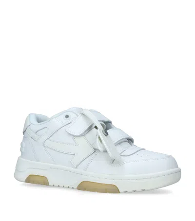 Off-white Kids' Out Of Office Logo-embroidered Leather Low-top Trainers 4-8 Years In White