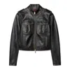 Off-white Leather Outerwear In Black