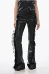 Off-white Leather Pants With Lace Trim Details