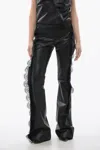 Off-white Leather Pants With Lace Trim Details In Black