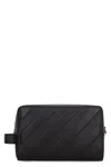Off-white Leather Travel Pouch Wrist Strap In Black
