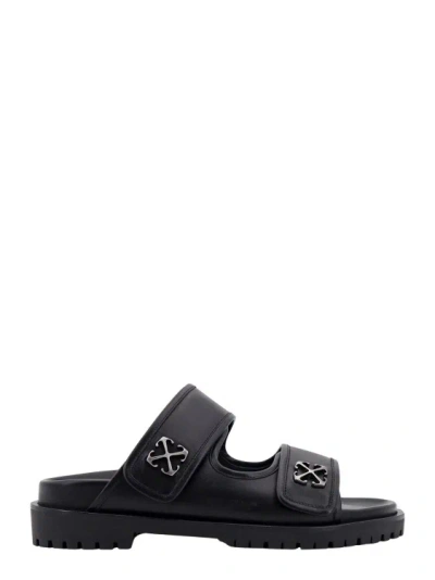 Off-white Leather Sandals In Black