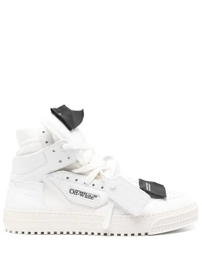 Off-white Leather And Canvas Sneakers With Iconic Zip Tie In White Black