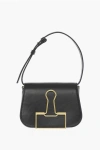 Off-white Leather Skeleton Binder Shoulder Bag With Golden Detail