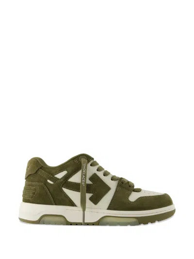 Off-white Leather Sneakers In Green