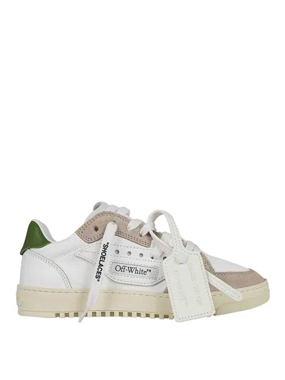 Off-white Leather Sneakers In Green