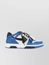 OFF-WHITE LEATHER SNEAKERS WITH BLUE SOLE