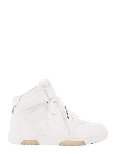 Off-white Leather Sneakers With Iconic Zip Tie In White