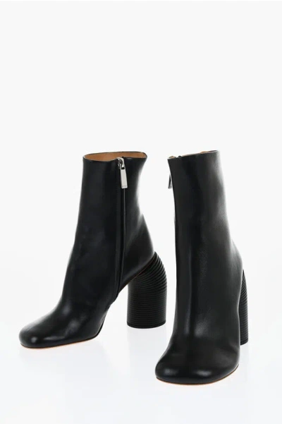 OFF-WHITE LEATHER SPRING BOOTIES STATEMENT HEEL 11 CM