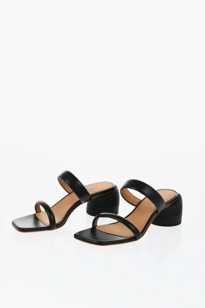 OFF-WHITE LEATHER SPRING SANDALS WITH STANDARD HEEL 6 CM