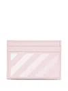 Off-white Leather Stripes Cardholder In Pink