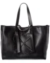 Off-white Leather Tote In Black