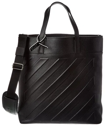 Off-white Leather Tote In Black