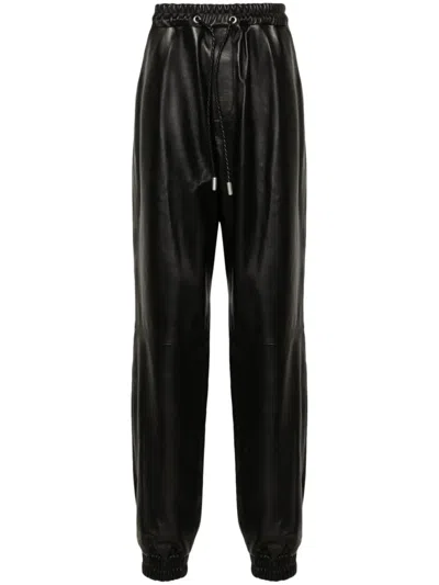 Off-white Leather Track Pants In 1001 Black White