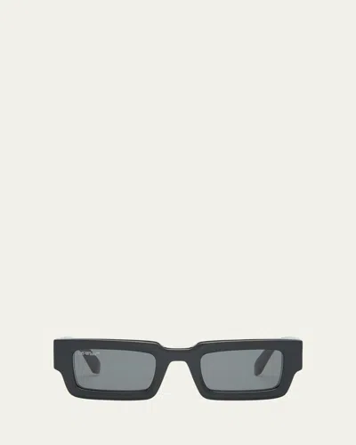 Off-white Lecce Acetate Rectangle Sunglasses In Black
