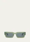 Off-white Lecce Acetate Rectangle Sunglasses In Sage Green