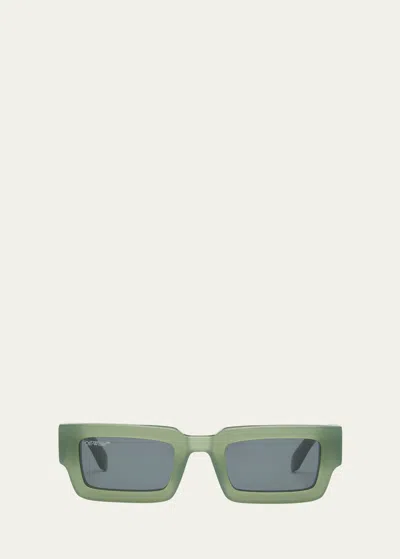 Off-white Lecce Acetate Rectangle Sunglasses In Sage Green