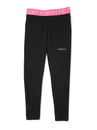 Off-white Kids' Leggings With Logo In Black