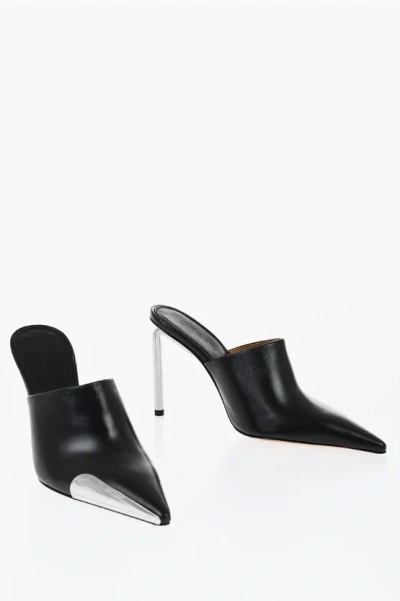 OFF-WHITE LETAHER ALLEN POINTED MULES HEEL 10 CM