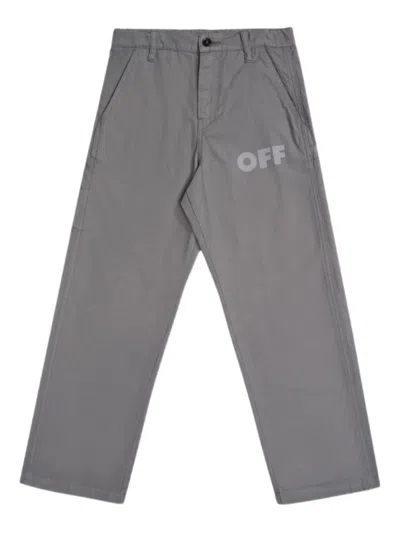 Off-white Kids' Lettering Trousers In Gray