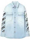 Off-white Light Blue Cotton Fresco Shirt With Flap Pockets In Blue