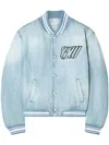Off-white Light Blue Denim Bomber Jacket In Blue