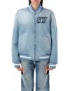 Off-white Virgil Obloh Beached Denim Bomber Jacket