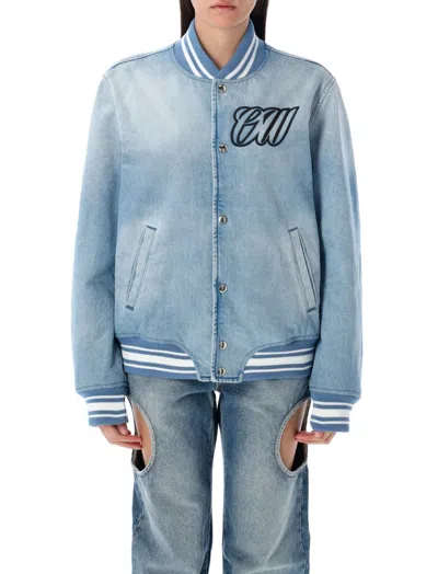 Off-white Light Blue Denim Bomber Jacket
