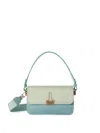 Off-white Denim Leather Effect Soft Binder Bag In Blue