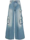 Off-white Light Blue Logo-embroidered Cargo Jeans In Light Blue