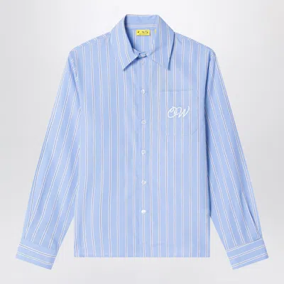 Off-white Kids' Light Blue Striped Cotton Shirt