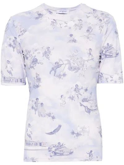 OFF-WHITE LIGHT BLUE T-SHIRT WITH PRINT