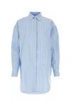 Off-white Striped Cotton-poplin Shirtdress In Light Blue