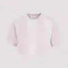 Off-white Rubberised-logo Cropped T-shirt In Light Pink