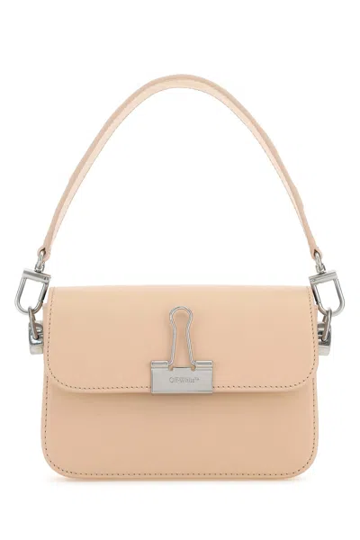 Off-white Light Pink Leather Small Plain Binder Handbag