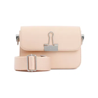Off-white Light Pink Leather Small Plain Binder Handbag