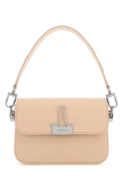 OFF-WHITE LIGHT PINK LEATHER SMALL PLAIN BINDER HANDBAG