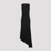 Off-white Black Light Ribbed Embroidered 20s Long Dress In Black