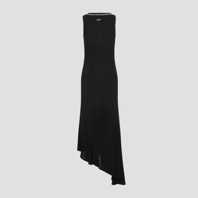 Off-white Black Light Ribbed Embroidered 20s Long Dress