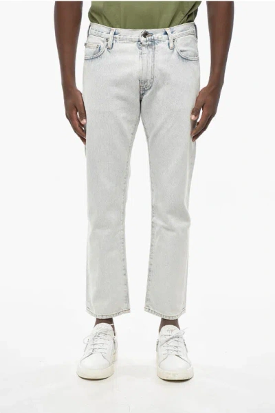 Off-white Light Washed Single Arrow Slim Fit Denims 17cm In Blue