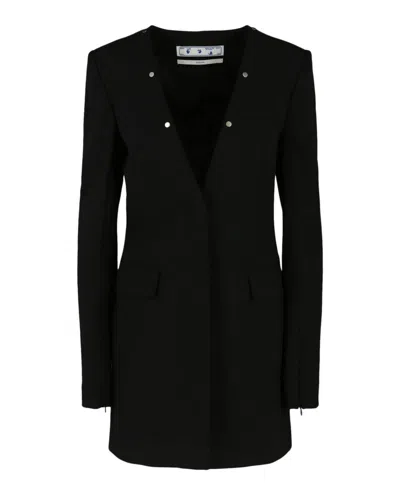 Off-white Light Wool Snap Blazer Dress In Black