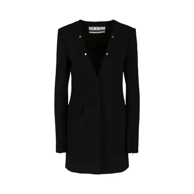 Pre-owned Off-white Light Wool Snap Blazer Dress 'black' | Women's Size 40