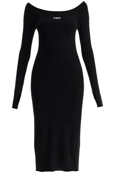 Off-white Lightweight Knit Midi Dress In Black